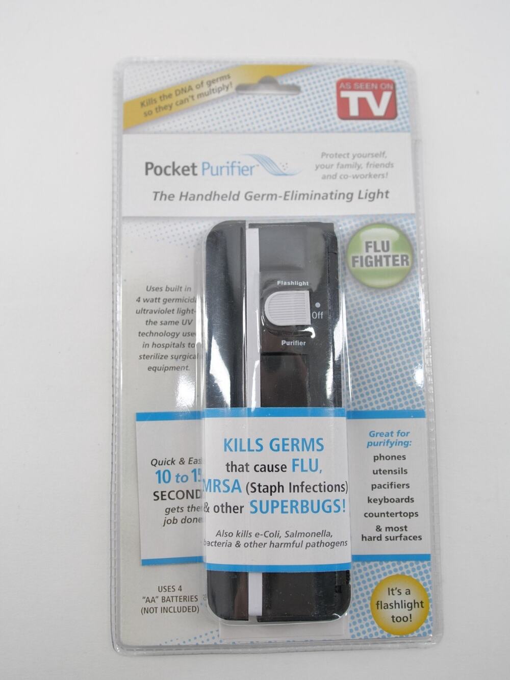 NEW Purely Pocket Purifier, Handheld Germ Eliminating (Kills 99.9%) UV-C Device